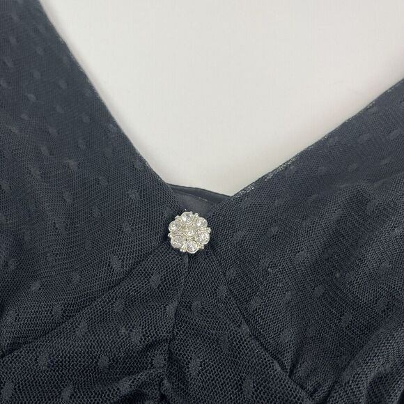 Vintage Express Lace Jeweled Top Size Size S Sheer Whimsigoth Fairy Grunge Y2K - Picture 11 of 14